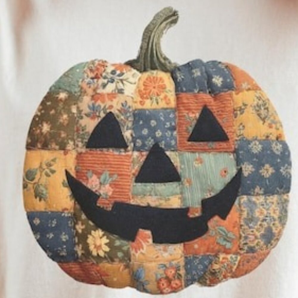 Retro Patchwork Halloween Pumpkin Tee - image 2